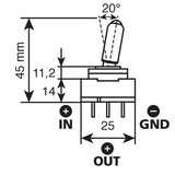 Interruptor de palanca tipo carrera, aluminio con luz indicadora LED 12/24V Azul 20A 45561