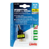 Interruptor de palanca tipo carrera, aluminio con luz indicadora LED 12/24V Azul 20A 45561