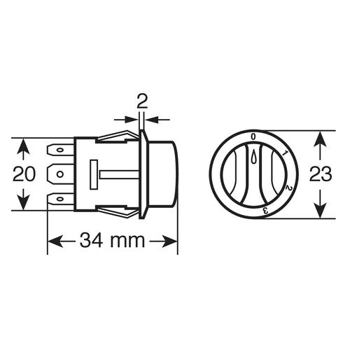 Interruptor giratorio Lampa - 12/24 V - 10 A 45566