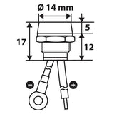 Lampa Spia a Led, in ottone cromato - 12/24V - Rosso - 15A