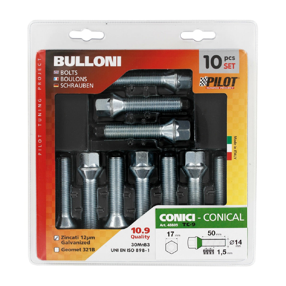 Pilot Set 10 bulloni conici - TC9 - D/Blister