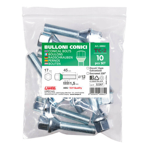 Pilot Set 10 Tapered Bolts - TC2 - Envelope