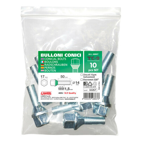 Pilot Set of 10 Short Tapered Bolts - CC2 - Envelope