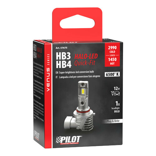 Pilot 12V Halo Led Venus Series Quick-Fit - (HB3-HB4) - 10W - P20d / P22d - 1 pz - Scatola