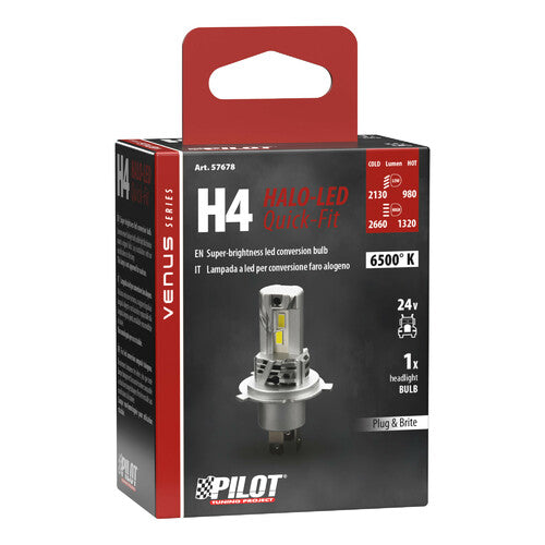 Pilot 24V Halo Led Venus Series Quick-Fit - (H4) - 15W - P43t - 1 pz - Scatola
