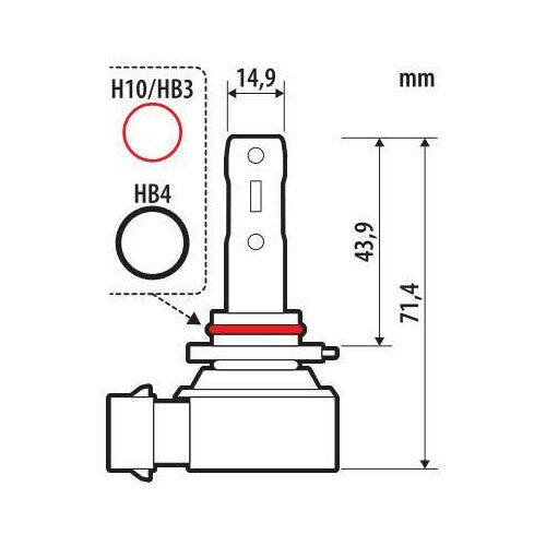 Pilot 12V Halo LED Hyper Series Quick-Fit - (H10-HB3-HB4) - 15W - PY20d / P20d / P22d - 1 Stück - Verpackung