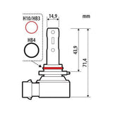 Pilot 12V Halo LED Hyper Series Quick-Fit - (H10-HB3-HB4) - 15W - PY20d / P20d / P22d - 1 Stück - Verpackung