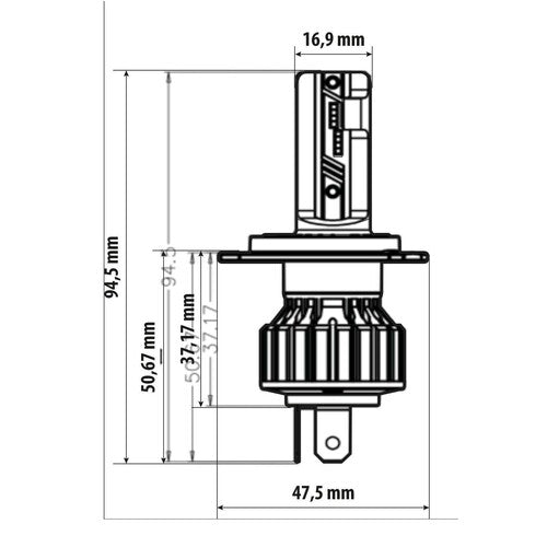 Pilot 12V Halo Led Hyper Series Quick-Fit - (H4) - 15W - P43t - 1 pz - Scatola