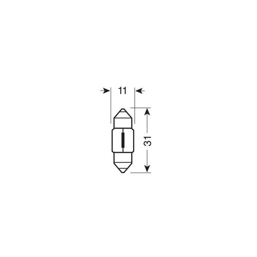 Lampa 12V Lampada siluro - 11x31 mm - 10W - SV8,5-8 - 2 pz - D/Blister 58113