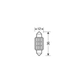 Piloto 10-30V Mega-Led 12 12 SMD x 1 chip C5W 12x36 mm SV8,5-8 1pc Blanco res inc