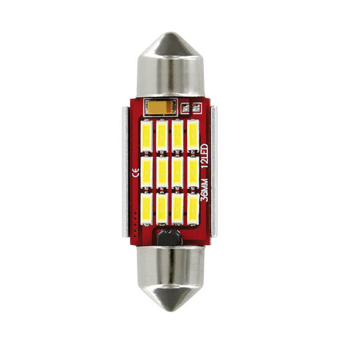 Piloto 10-30V Mega-Led 12 12 SMD x 1 chip C5W 12x36 mm SV8,5-8 1pc Blanco res inc