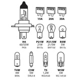Kit de lámparas de repuesto (11 unidades), halógenas H4 - 12 V 58153