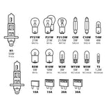Lampenset, 19 Ersatzlampen, Halogen 2x H1 - 12V 58161