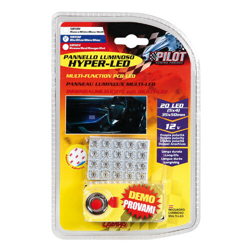 Pilot 12V Hyper-Led - Pannello 20 Led - 35x50 mm - 1 pz - D/Blister - Blu