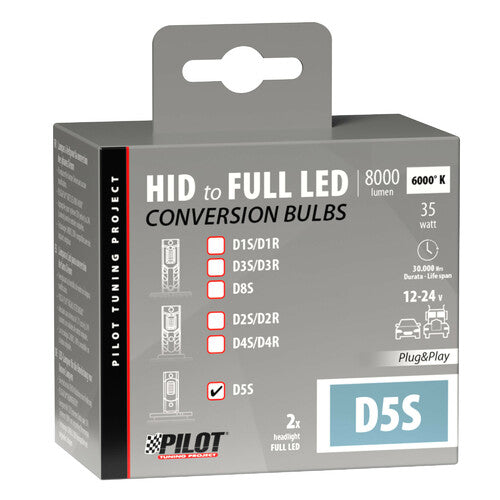 Pilot 12-24V Lampade a Led per conversione fari Xenon - (D5S) - 35W - 2 pz - Scatola