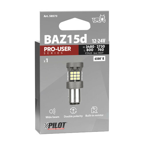 Pilot 12/24V Pro-User Series - (P21/4W) - BAZ15d - 1 ud - Caja - Blanco - Doble polaridad - Resistencia incorporada