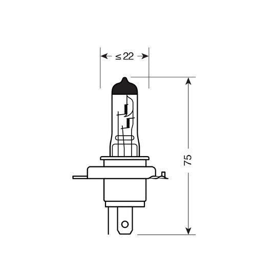 Pilot 12V Xenon-Halogenlampe, Top +120% Licht, H4 60/55W P43t, 2 Stück, Verpackung