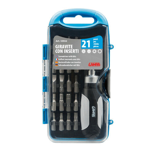 Juego de destornilladores Lampa con insertos, 21 piezas 59552
