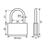 Lampa Basic, lucchetto in ottone - 50 mm