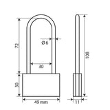 Basislampe, Messing-Vorhängeschloss – 50 mm XL