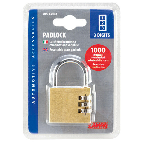 Brass Variable Combination Padlock - 40mm