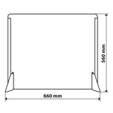 Schermo protettivo parafiato senza feritoia per banconi e scrivanie 660x560 mm 66932