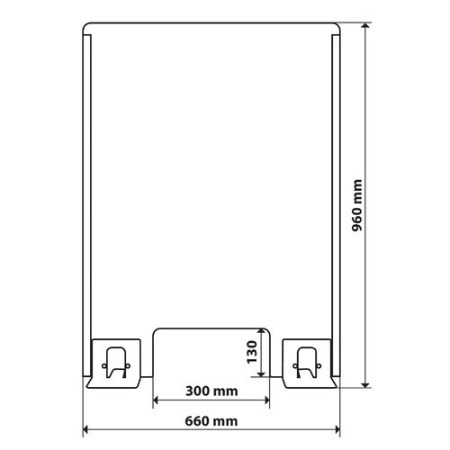 Schermo protettivo parafiato con feritoia per banconi e scrivanie 660x960 mm