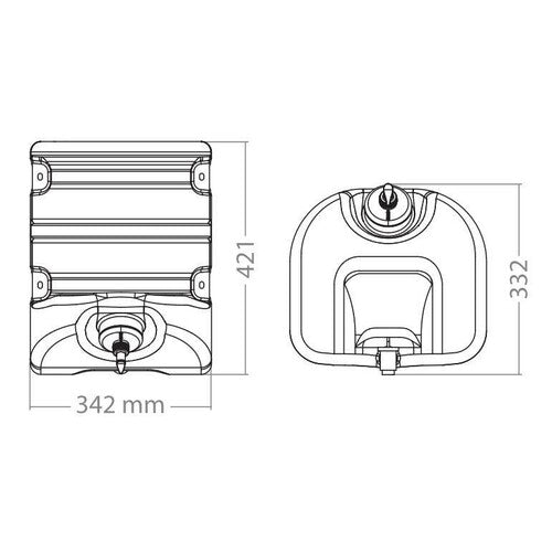 30 L polyethylene water tank with tap and soap dispenser