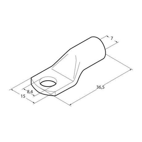Lamp Set of 5 pcs tinned copper crimp terminals, section 25 mmq, hole 8 mm
