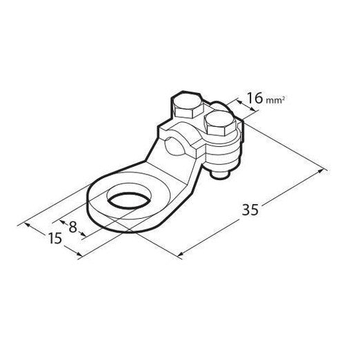 Lámpara Juego de 2 terminales para cable de alimentación de latón niquelado, con placa de fijación de cable - Sección 16 mm, agujero 8 mm 69924