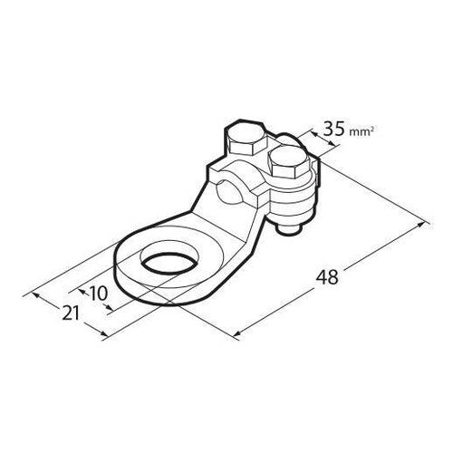 Lámpara Juego de 2 terminales para cable de alimentación de latón niquelado, con placa de fijación de cable - Sección 35 mm, agujero 10 mm 69926