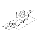 Lámpara Juego de 2 terminales para cable de alimentación de latón niquelado, con fijación de cable de doble placa - Sección 50 mm, agujero 10 mm 69927