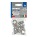 Lámpara Juego de 2 terminales para cable de alimentación de latón niquelado, con fijación de cable de doble placa - Sección 70 mm, agujero 12 mm 69928
