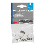 Lampa Abrazaderas de manguera de acero inoxidable, juego de 4 piezas, 8 mm de diámetro, 8-12 mm 69930