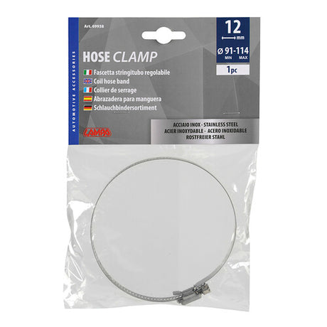 Lampa Fascetta stringitubo in acciaio inox -  12 mm - diametro 91-114 mm