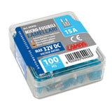 Lamp Set of 100 micro blade fuses, 12/32V - 15A