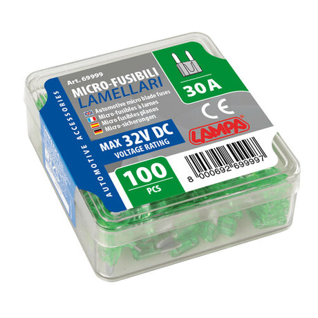 Lamp Set of 100 micro blade fuses, 12/32V - 30A