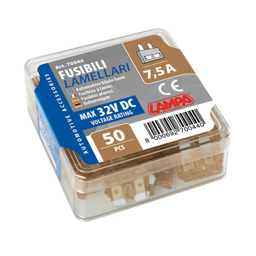 Paquete de 50 fusibles de cuchilla, 12/32 V - 7,5 A 70044
