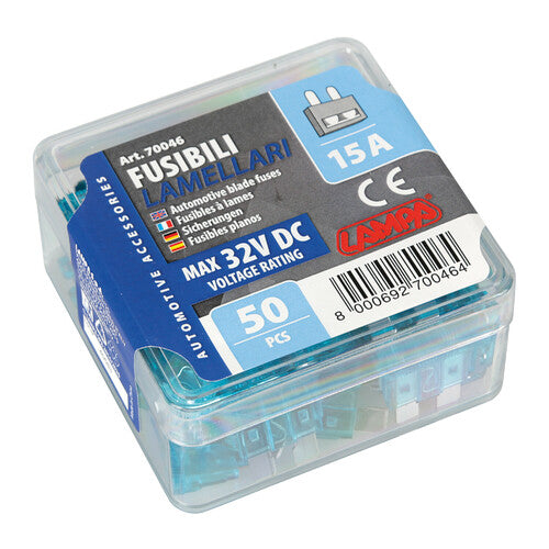 Pack of 50 blade fuses, 12/32V - 15A