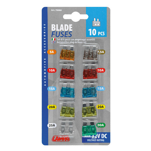 Lampa Set 10 fusibili lamellari assortiti, 12/32V
