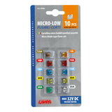 Juego de 10 fusibles de cuchilla de perfil micro-bajo, 12/32 V 70084