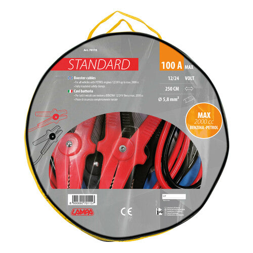 Cables de batería estándar - 250 cm - 100 A - 5,8 mm 70115