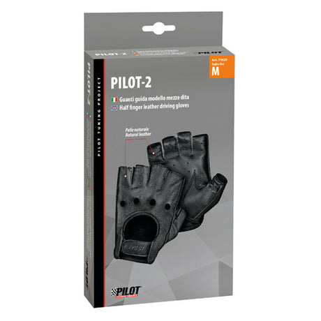 Pilot -2, half-finger driving gloves - M - Black