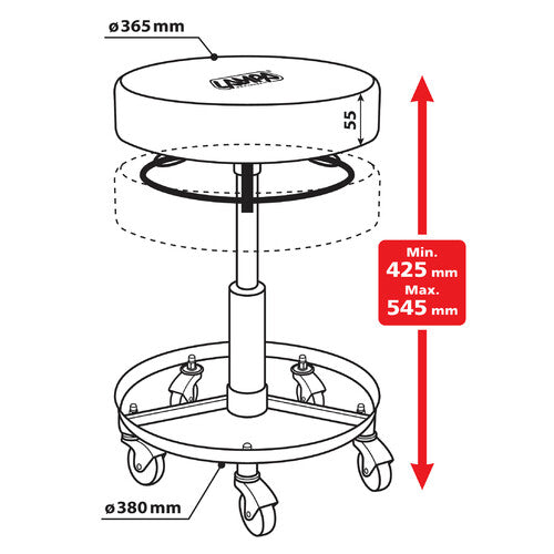 Lampa Sgabello da officina rotondo con vassoio portautensili 71491