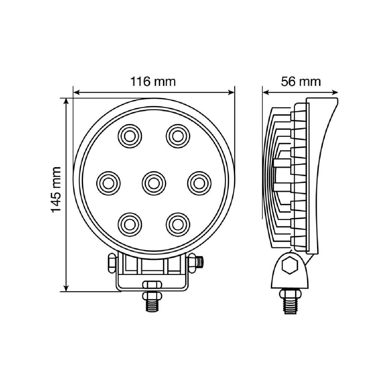 Lampa WL-1, faro ausiliario a 7 Led - 10/30V - Bianco