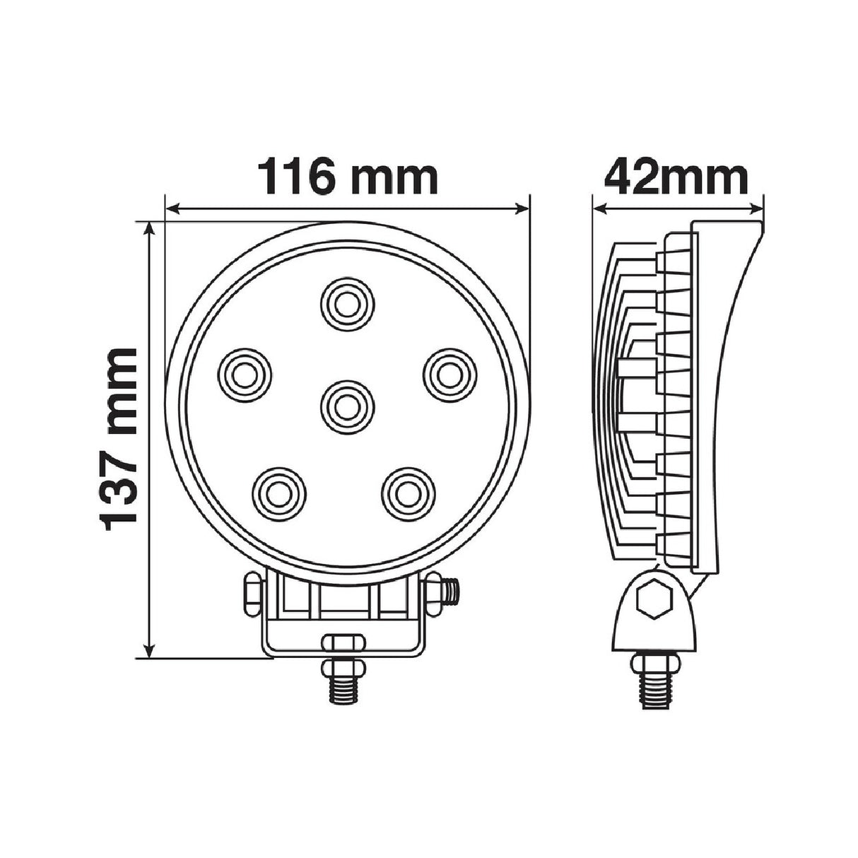 Lampa WL-16, faro ausiliario a 6 Led - 9-32V - Bianco