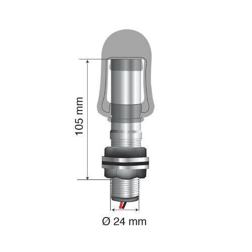 Lampa Fix-2, Perno con spinotto DIN per luce di segnalazione, attacco tubolare