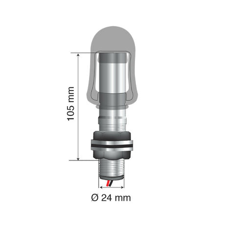 Lampa Fix-2, Perno con spinotto DIN per luce di segnalazione, attacco tubolare