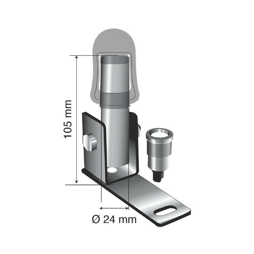 Fix-6 Staffa con perno e spinotto DIN per luce di segnalazione attacco tubolare 73014