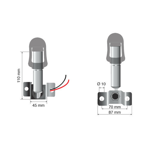 Fix-8 Staffa con perno e spinotto DIN per luce di segnalazione attacco tubolare 73017